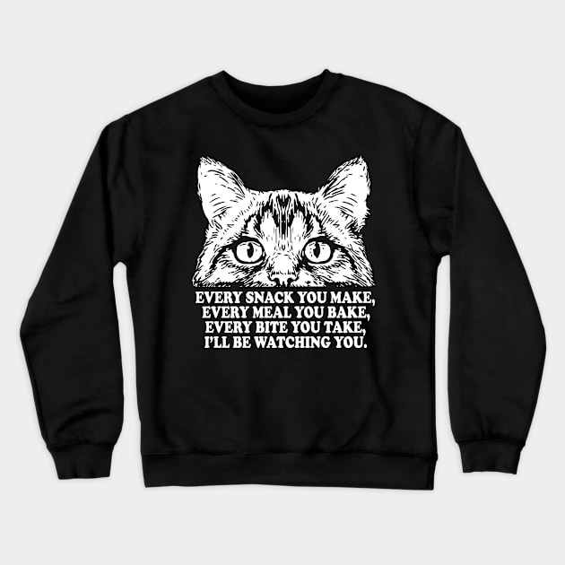 Cat Watching Snack Meal Bite Crewneck Sweatshirt by ThyShirtProject - Affiliate